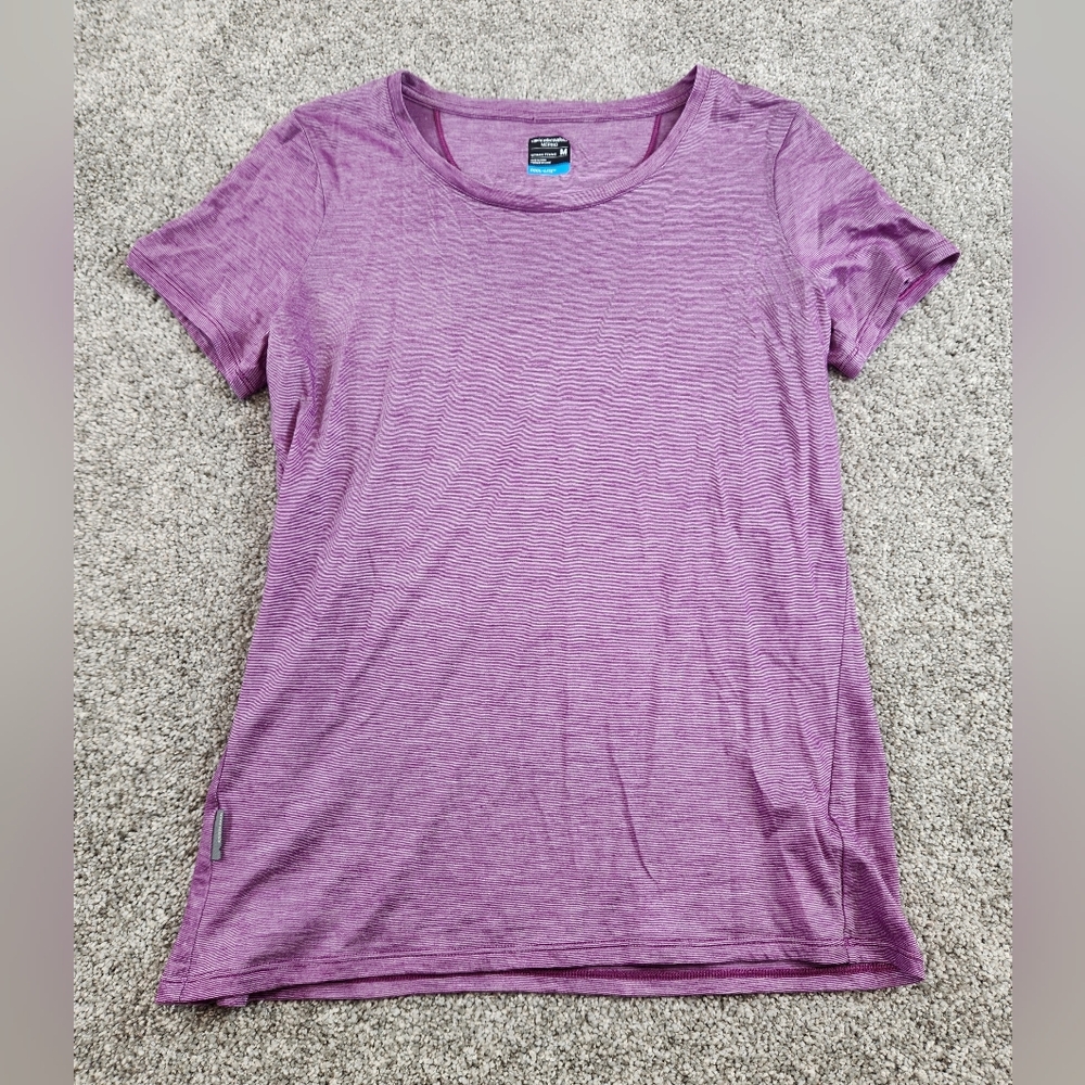 Icebreaker Cool-Lite Women's Size Medium Pink/Purple Wool Blend Short Sleeve Tee